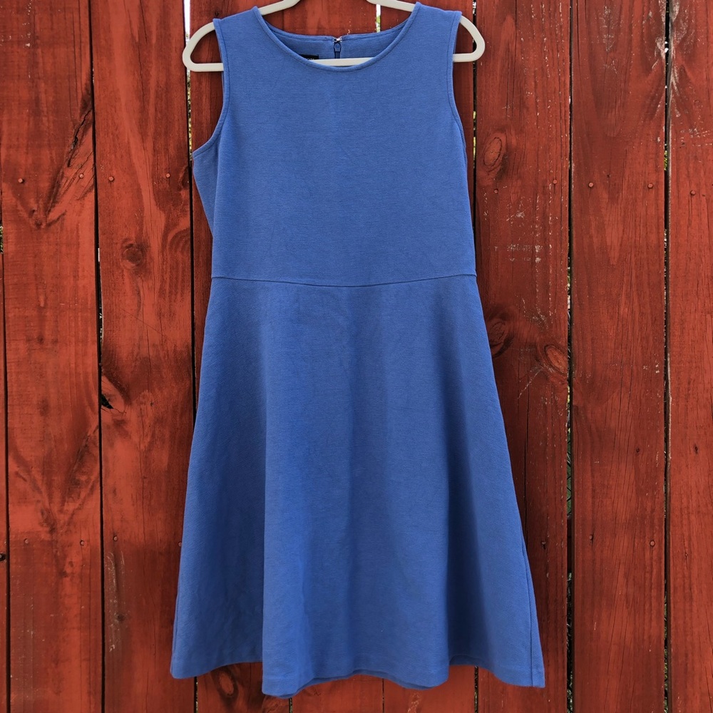 Talbots sky blue knit sleeveless a line L dress
